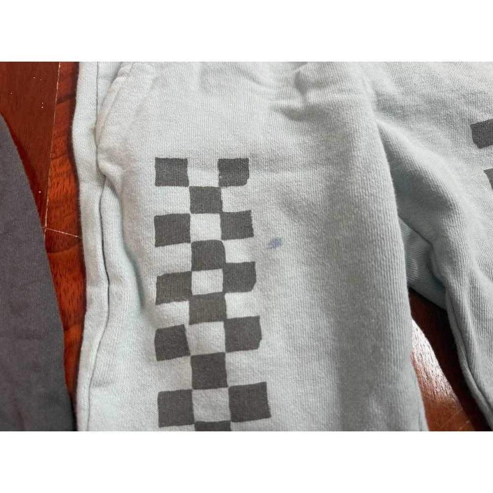 Tiny Whales Boys 2T Raglan Lightning Bolt Shirt Checkered Jogger Pants Set Blue
